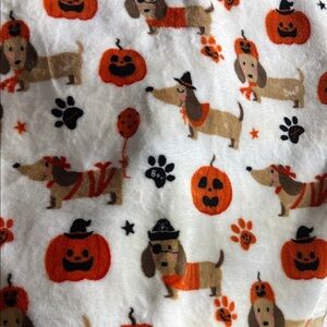 CUDDLE HOUSE Halloween DACHSHUND and Pumpkin THICK SOFT Plush Blanket
